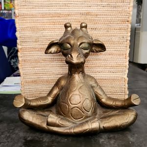 COPY - Mid Century Gold Meditating giraffe sculpture